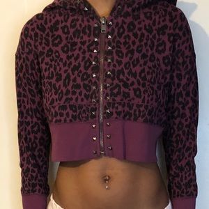 Cheetah print crop hoodie